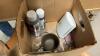 BOX OF PLATE HOLDERS & STANDS - ONE IS FOR A COOKBOOK AND CRAFT SUPPLIES - 4