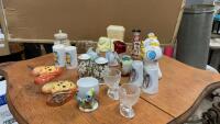 COLLECTIBLE ITEMS - SALT & PEPPER SHAKERS, VINTAGE DOLLS, CHALKWARE DOGS, EGG CUPS