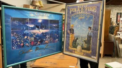 (2) LARGE PICTURES - POLICE/FIRE GAME POSTER & SEA LIFE HARMONY