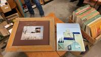 PHOTO OF A WATER TOWER IN NEW BRIGTON IN BARNWOOD FRAME + COLLECTOR PLATE AND FORT MACLEOD ELEVATOR PICTURE ON CANVAS