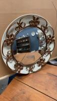 RETRO ROUND CONVEX MIRROR W/ METAL DECOR AROUND THE OUTSIDE