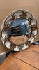 RETRO ROUND CONVEX MIRROR W/ METAL DECOR AROUND THE OUTSIDE