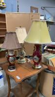 (3) VINTAGE TABLE LAMPS W/ PORCELAIN BASES