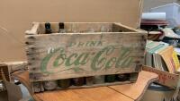 COCA-COLA CRATE WITH VINTAGE POP & BEER BOTTLES