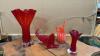 VINTAGE GLASS DECOR PIECES - RED VASESES, ORANGE DECOR PIECE