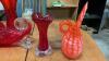 VINTAGE GLASS DECOR PIECES - RED VASESES, ORANGE DECOR PIECE - 4