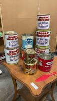 COLLECTION OF VINTAGE TIN CANS - LARD, JAM, HONEY, ROGERS SYRUP