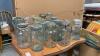 COLLECTION OF ANTIQUE & VINTAGE JARS - SOME W/ BLUE TINGE AND A FEW GLASS LIDS