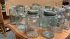 COLLECTION OF ANTIQUE & VINTAGE JARS - SOME W/ BLUE TINGE AND A FEW GLASS LIDS - 3