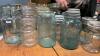 COLLECTION OF ANTIQUE & VINTAGE JARS - SOME W/ BLUE TINGE AND A FEW GLASS LIDS - 4