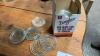 COLLECTION OF ANTIQUE & VINTAGE JARS - SOME W/ BLUE TINGE AND A FEW GLASS LIDS - 6