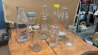 VINTAGE MILK BOTTLE COLLECTION W/ SOME CARDBOARD TOPS