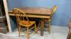 SOLID OAK TABLE W/ BARLEY TWIST LEGS & (2) WOOD. CHAIRS