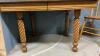 SOLID OAK TABLE W/ BARLEY TWIST LEGS & (2) WOOD. CHAIRS - 2