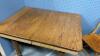 SOLID OAK TABLE W/ BARLEY TWIST LEGS & (2) WOOD. CHAIRS - 3