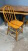 SOLID OAK TABLE W/ BARLEY TWIST LEGS & (2) WOOD. CHAIRS - 4
