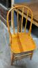 SOLID OAK TABLE W/ BARLEY TWIST LEGS & (2) WOOD. CHAIRS - 5