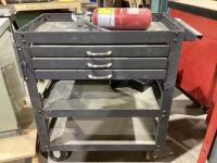 METAL ROLLING CART AND MISC CONTENTS