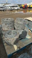 Pallet of 6 rolls used barbed wire