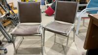 (2) BROWN VINYL STACKING CHAIRS