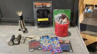 BOX W/CARGO NET, LIGHT, THERMOSTAT WIRE, AUTO DECAL, FLASHLIGHTS