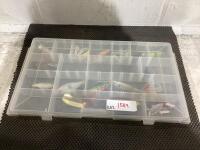 PLANO TACKLE BOX AND ASSORTED BAITS