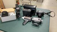 FILM STRIP PROJECTOR, MOVIE CAMERAS, PENTAX 35MM, KODAK BOX CAMERA, CANON POWERSHOT,