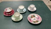 (4)TEACUP + SAUCERS + (1) SMALL PLATE