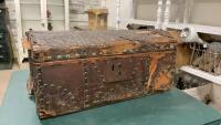 SMALL THOMAS SUTTON DOME TRUNK - PARTIALLY LEATHER COVERED