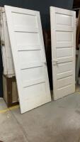 (2) VINTAGE FIR INTERIOR DOORS W/ HARDWARE