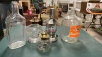 (3) KEROSENE LAMPS, A&W ONE GALLON JUG, FLEISHMANS BOTTLE