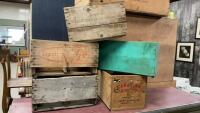 (5) WOOD CRATES - 7-UP, COCA-COLA, SASK CREAMERY, CANADIAN APPLES