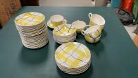 HYCROFT CHINA DISH SET - YELLOW CALICO PATTERN