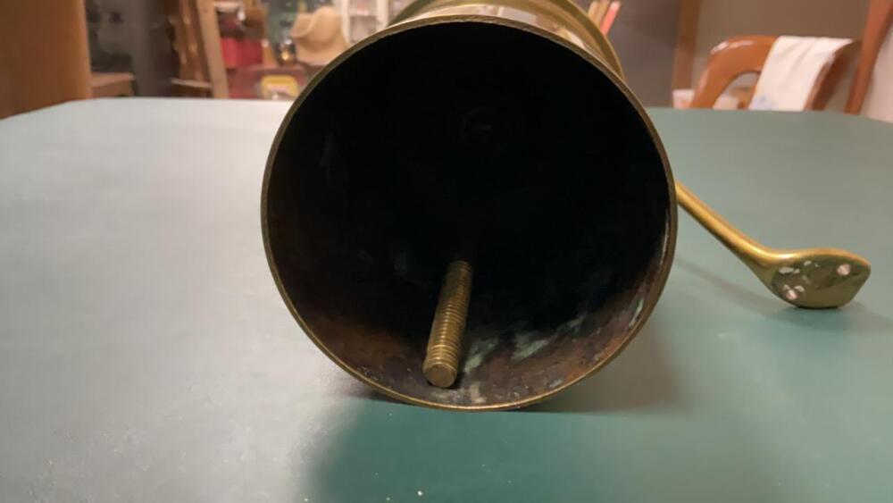 HAND MADE MORTAR SHELL TURNED INTO A BELL