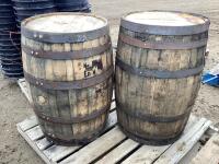 (2) WOODEN BARRELS