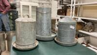 (2) CHICKEN WATERERS & ONE FEEDER - GALVANIZED