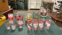 MISC COLLECTIBLE GLASSWARE - PITCHERS, SMALL CANISTER, ICE BUCKET, CENTENNIAL GLASSES,