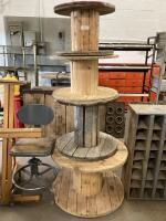 (4) ASSORTED WOODEN SPOOL REELS