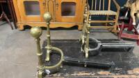 BRASS FIREPLACE END IRONS - (2) PAIRS