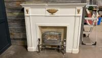 PLASTER FIREPLACE SURROUND W/ ANTIQUE GAS INSERT