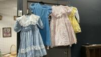 ASSORTMENT OF VINTAGE GIRLS DRESSES, DRESS-UP NURSES OUTFIT, OLD DOLL