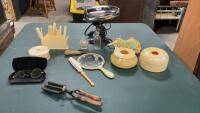 FRENCH IVORY VANITY SET & VINTAGE OSTER HAIR DRYER