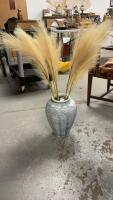 POTTERY VASE W/ FEATHERY SPIKES