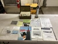 TOOL BOX W/ MISCELLANEOUS TAX PAPERS MANUALS, HEADPHONE & FLYERS