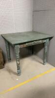 GREEN DISTRESSED VINTAGE HARVEST TABLE W/ 1-DRAWER