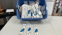 LAUNDRY BASKET FILLED W/ MUSTAD SNELLED HOOKS