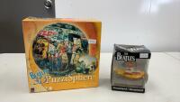 THE BEATLES 3-D PUZZISPHERE & YELLOW SUBMARINE CHRISTMAS TREE ORNAMENT