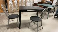 SMALL KITCHEN TABLE & (2) BISTRO STYLE CHAIRS W/ PADDED CHAIRS