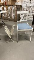 VINTAGE WOOD CHAIR & METAL MAGAZINE RACK