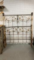 METAL ANTIQUE BEDFRAME W/ METAL CASTORS - NO RAILS.